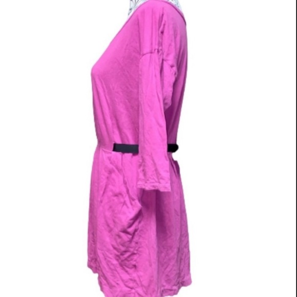 Vans Magenta Women’s Large Skater Midi Dress 3/4 Sleeve w Waist Ties - Picture 3 of 8